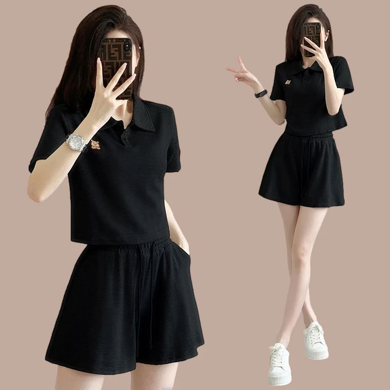 盐系炸街运动套装女夏2025新款宽松洋气减龄小个子休闲短裤两件套