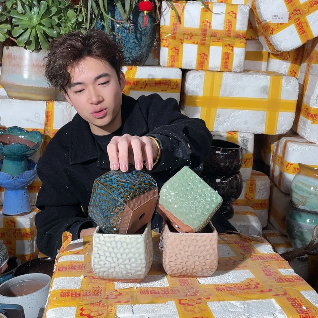 无铅玻璃宜兴紫砂花盆