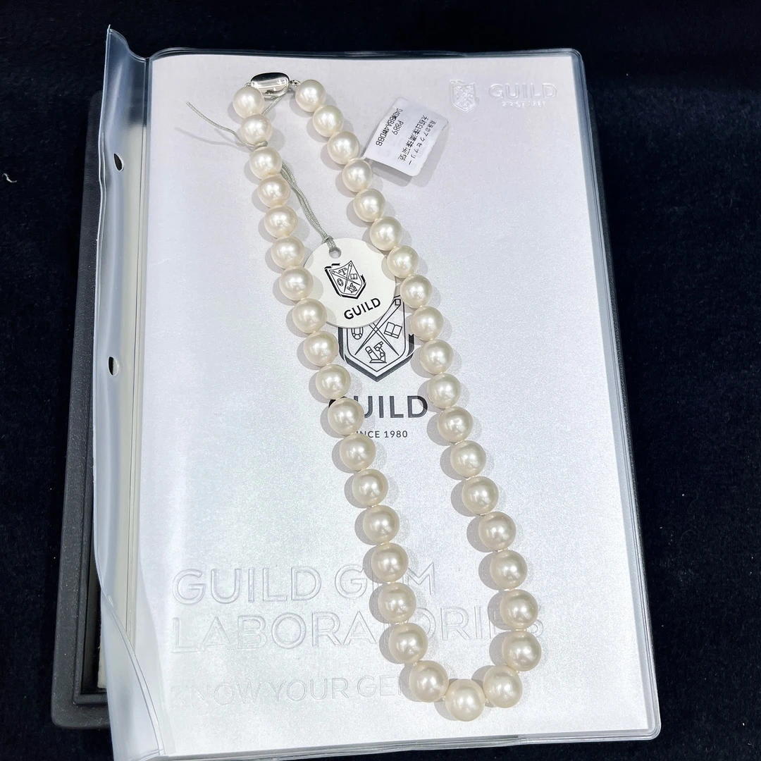 淡水无核白珠满珠项链带吉尔德大证 S925银 10-12MM P889