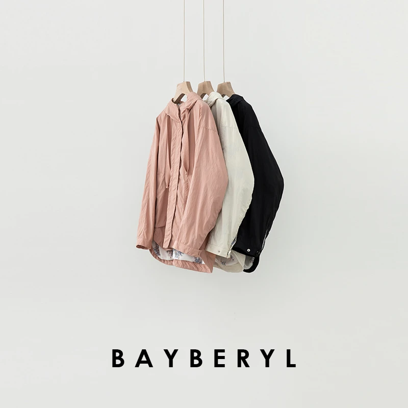 BAYBERYL老贝东丽三防印花抽绳连帽宽松春冲锋衣外套MF5C0723-3/8