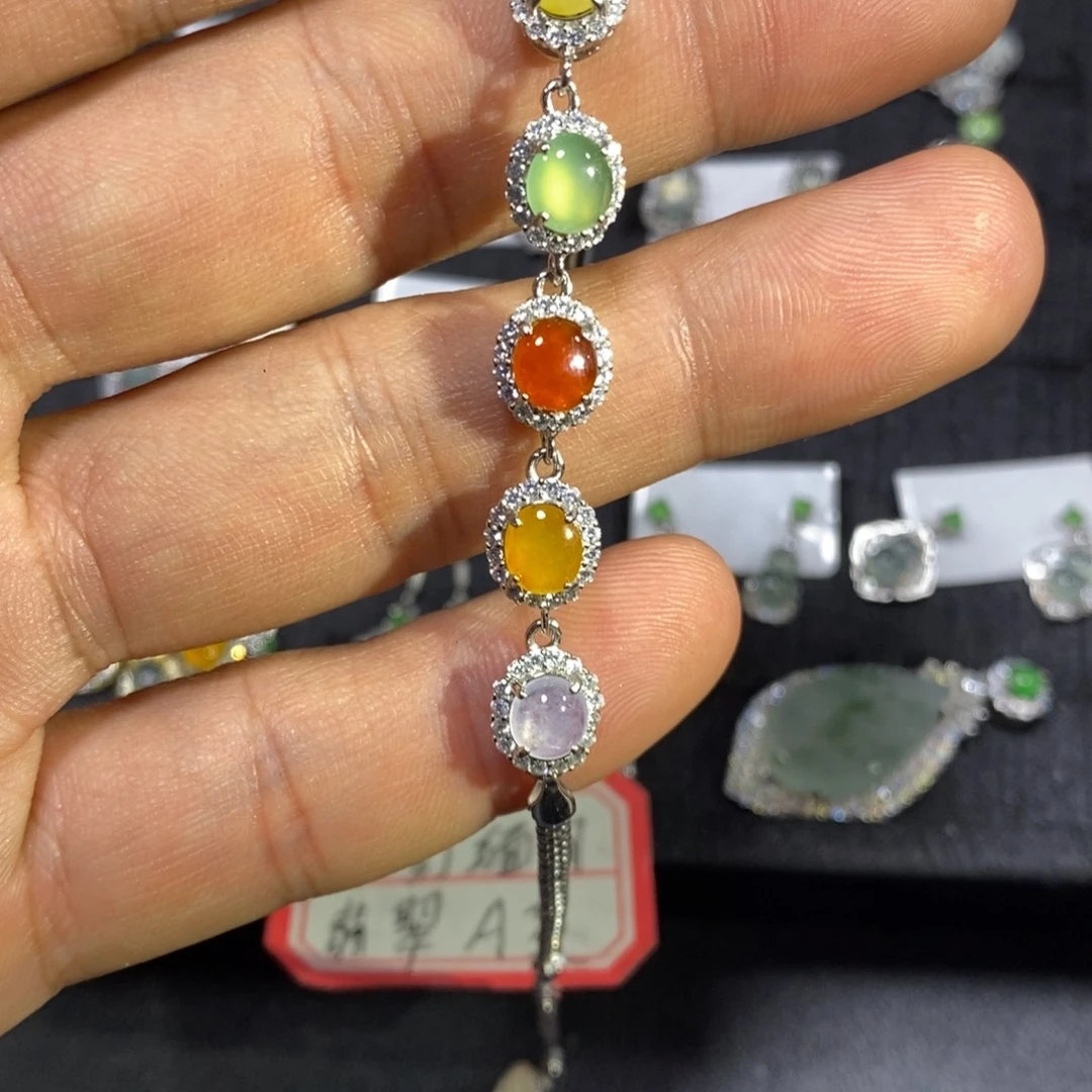 翡翠银S925镶嵌手链