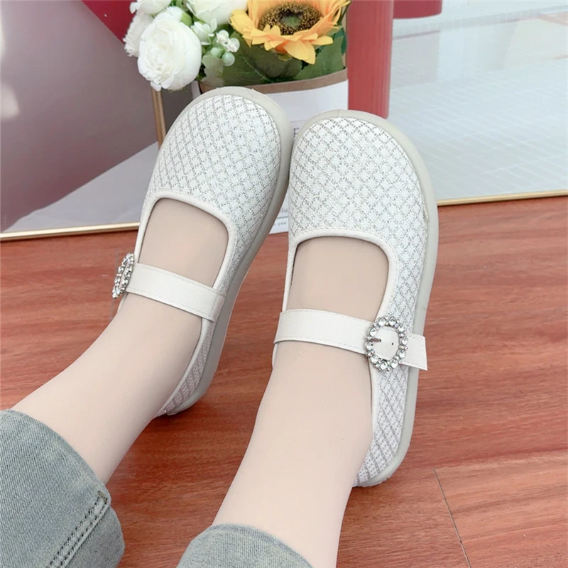 2025春季老北京布鞋一字带酒店上班黑色工作布鞋平底防滑妈妈单鞋