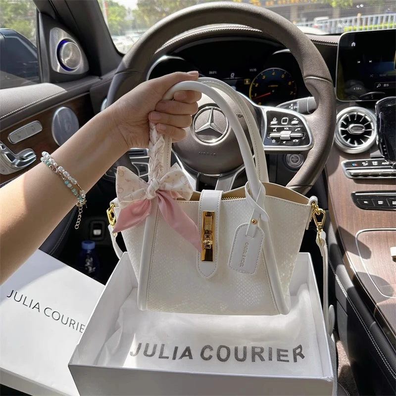 Julia Courier女包蛇纹菜篮子包女2025新款高级感水桶包单肩斜挎