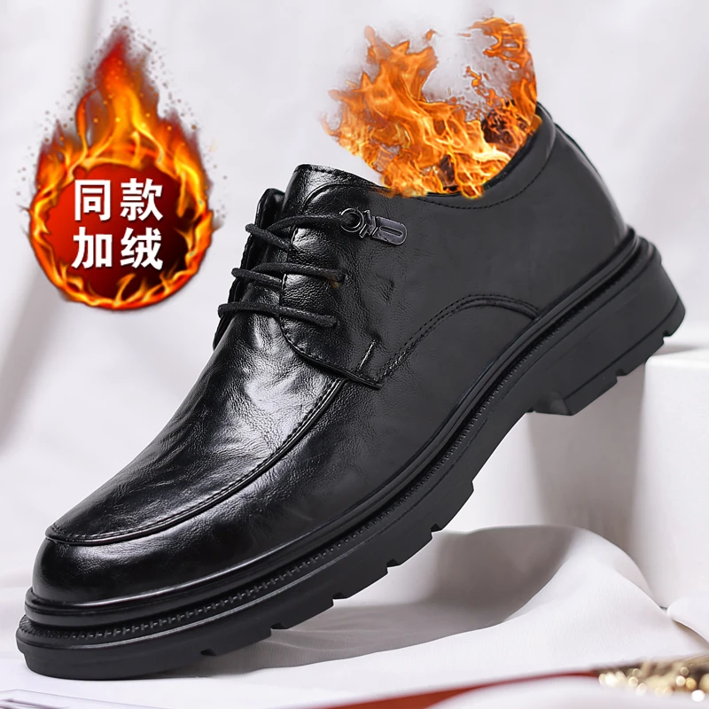 【加绒款】断码清货男士休闲皮鞋男款软底百搭冬季马丁男鞋