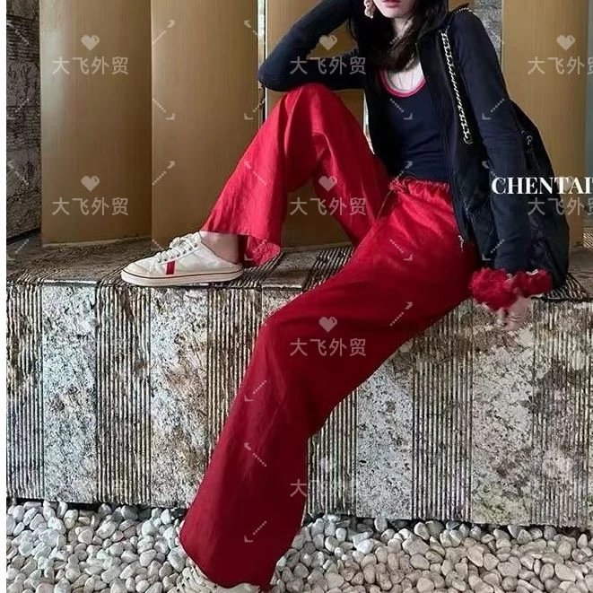 【100%雨露麻&露思同款直筒裤】夏季新款窄版直筒裤亚麻裤DF327