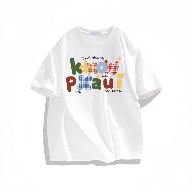 甜美风韩版小清新印花短袖t恤宽松2025年夏季新款嘻哈显白ins女潮