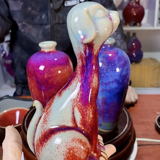 摆件尚峰钧窑作品旺旺狗