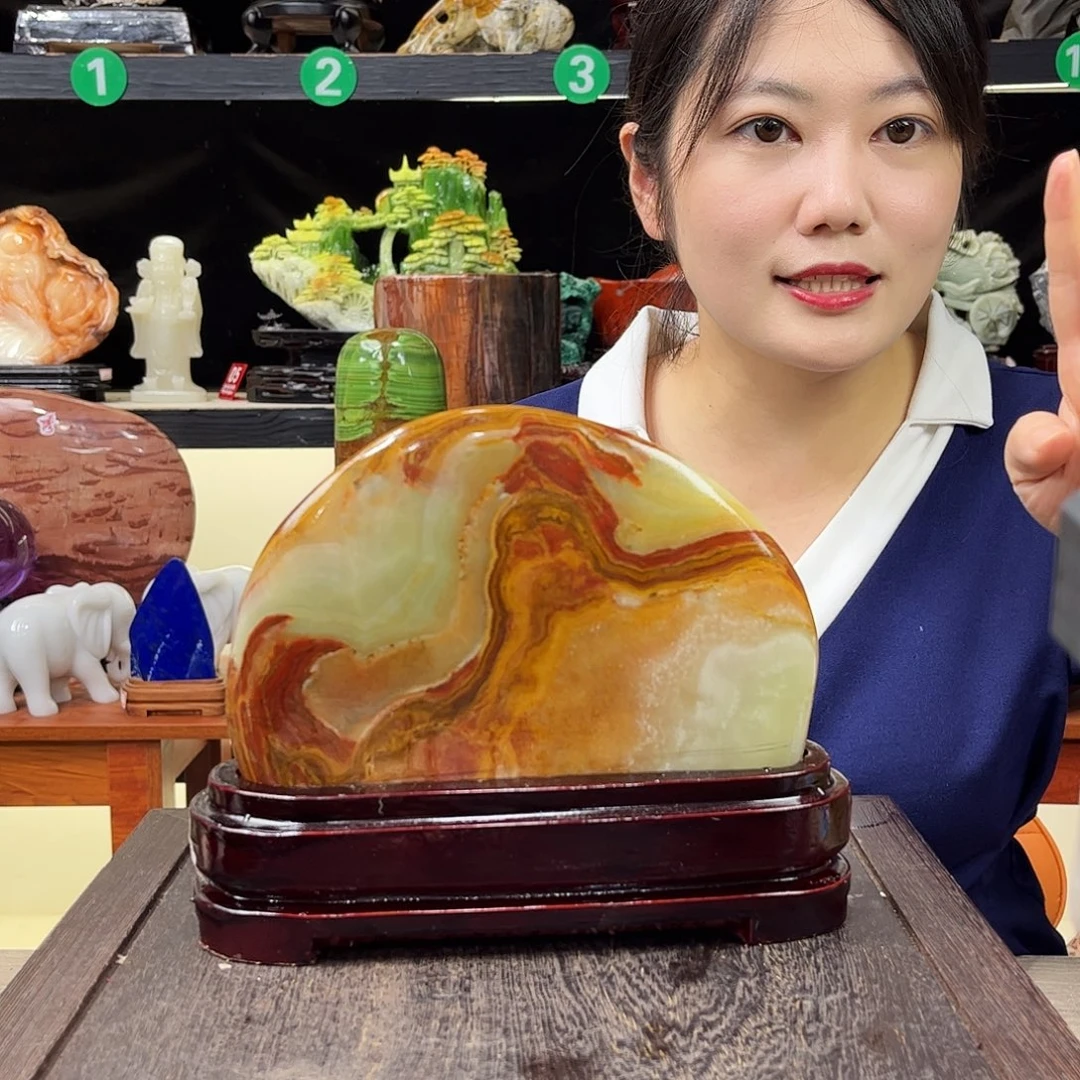 峰***子玉玉石奇石家居摆件