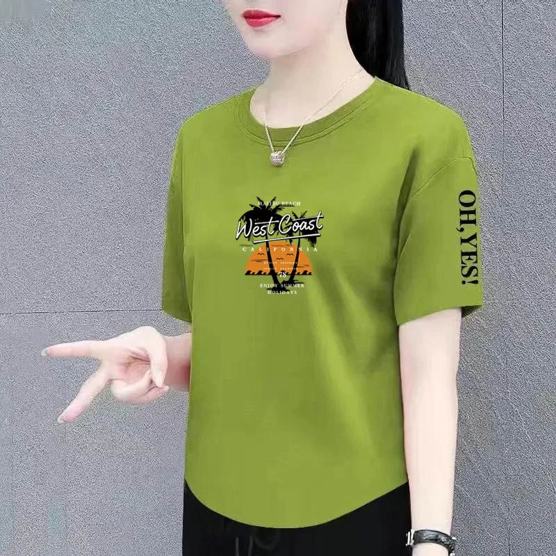 纯棉短袖t恤女2025夏季新款韩版时尚宽松大码显瘦遮肚上衣体恤潮