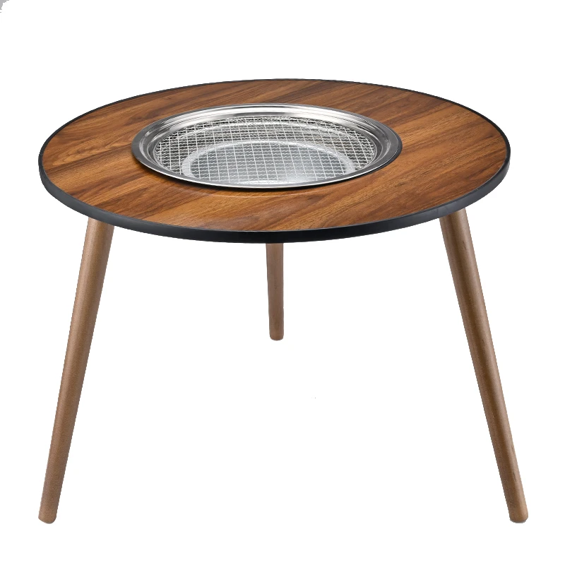 围炉煮茶桌两用圆桌烤盘烤网水圈