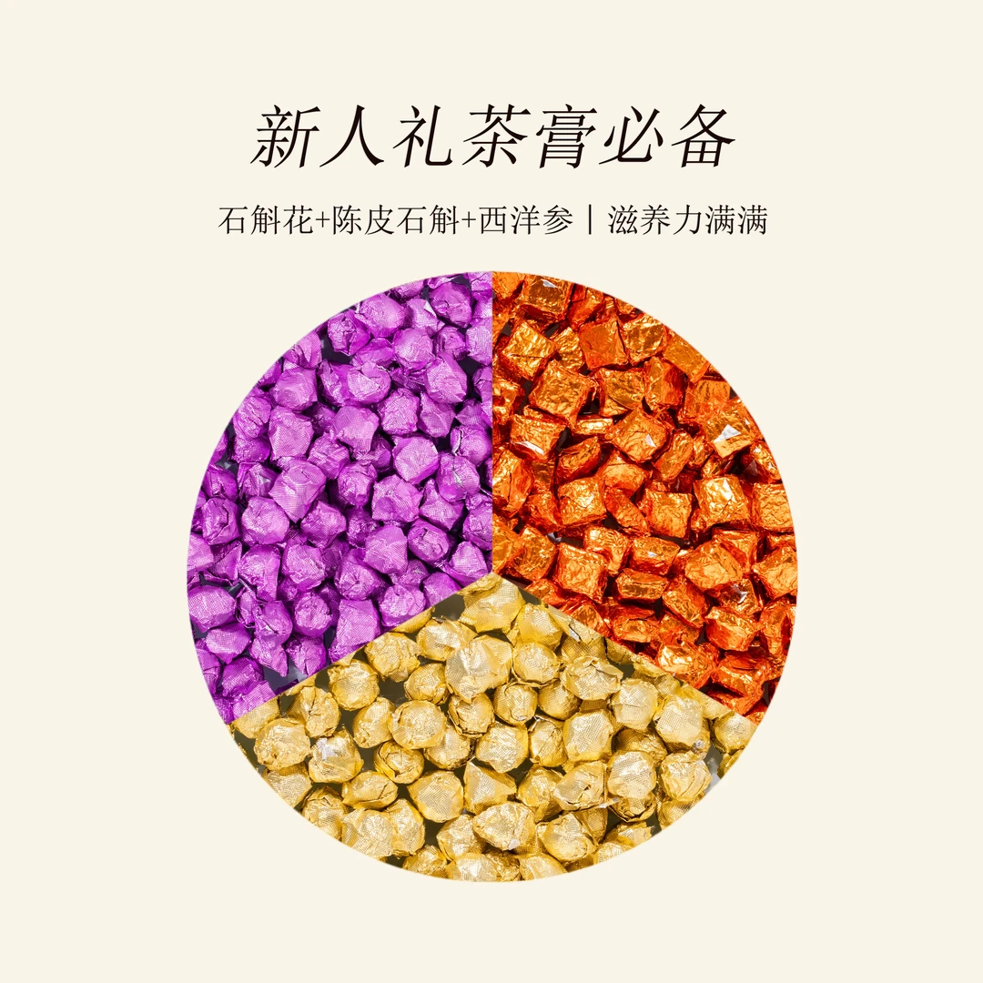 包包033【十字纹蓝色】新人礼茶膏组合（石斛花、陈皮石斛、西洋参）