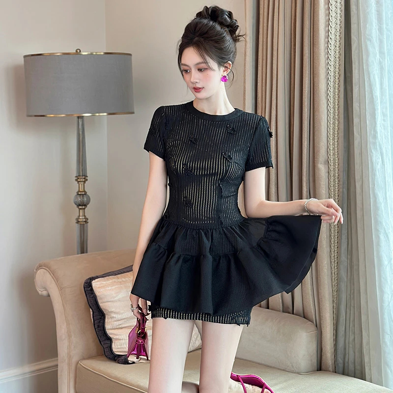 洋气时髦小个子蓬蓬裙包臀一步裙女性感名媛风显瘦连衣裙21728