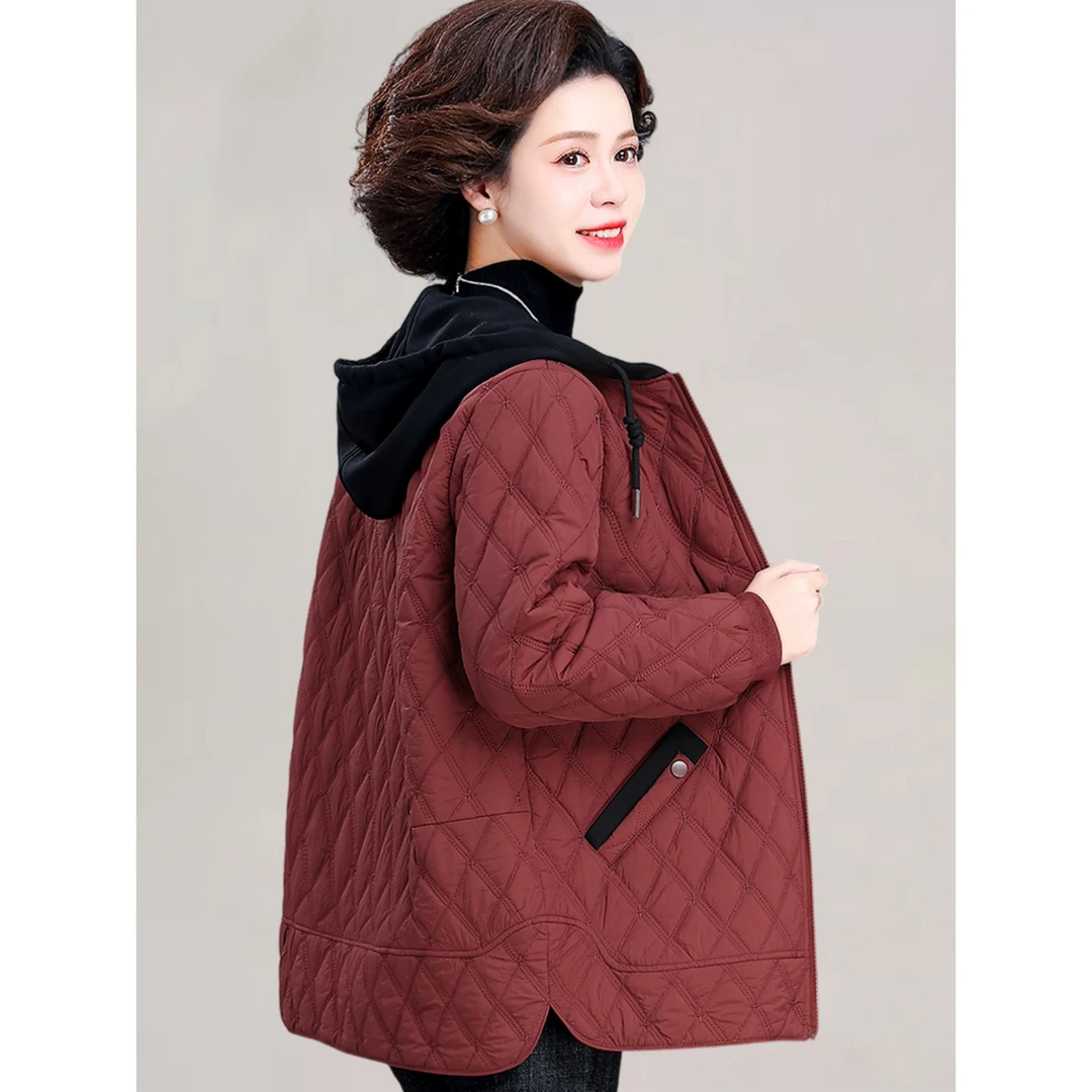 妈妈秋冬夹棉外套轻薄羽绒棉服洋气棉袄中老年人女冬装棉衣40岁50