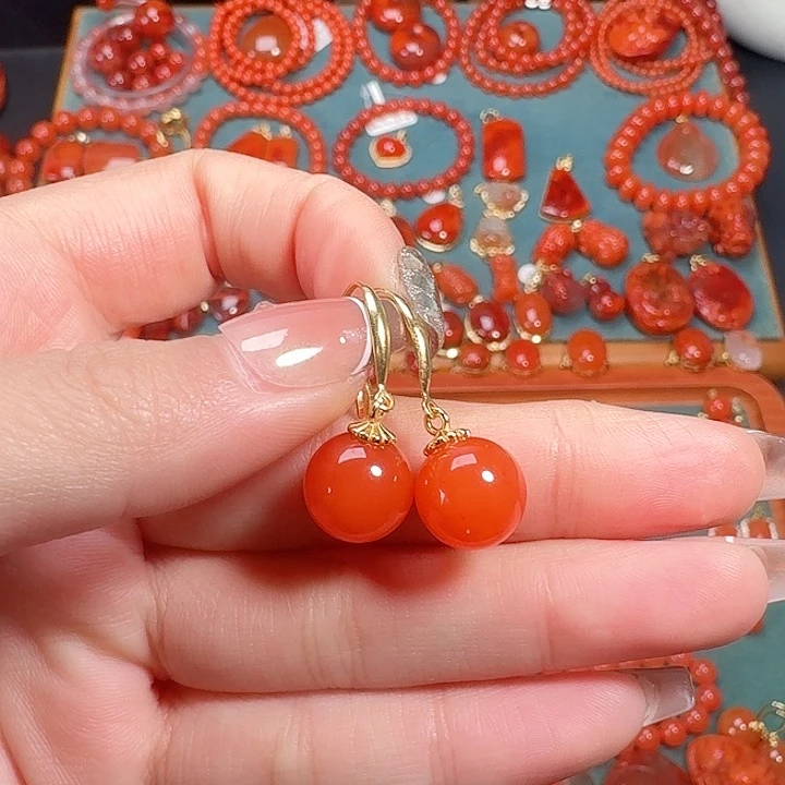 南红玛瑙银S925镶嵌10+