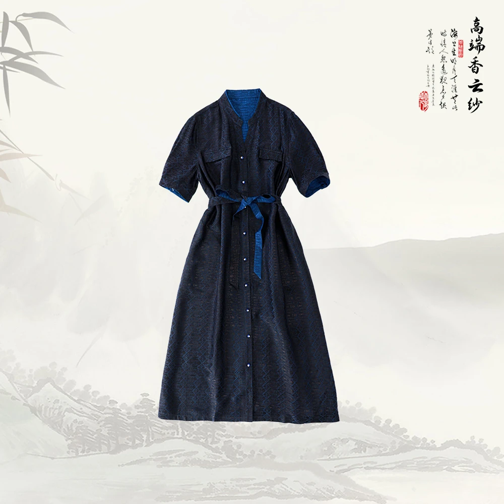 新款短袖中长款宽松夏季简约纯色连衣裙52021