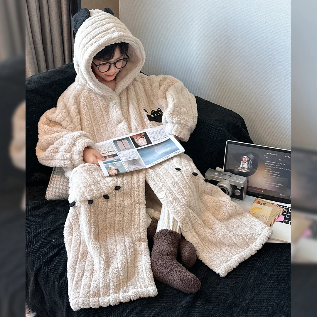 儿童装男童睡衣秋冬款加绒冬季珊瑚绒法兰绒中大童男孩家居服加厚