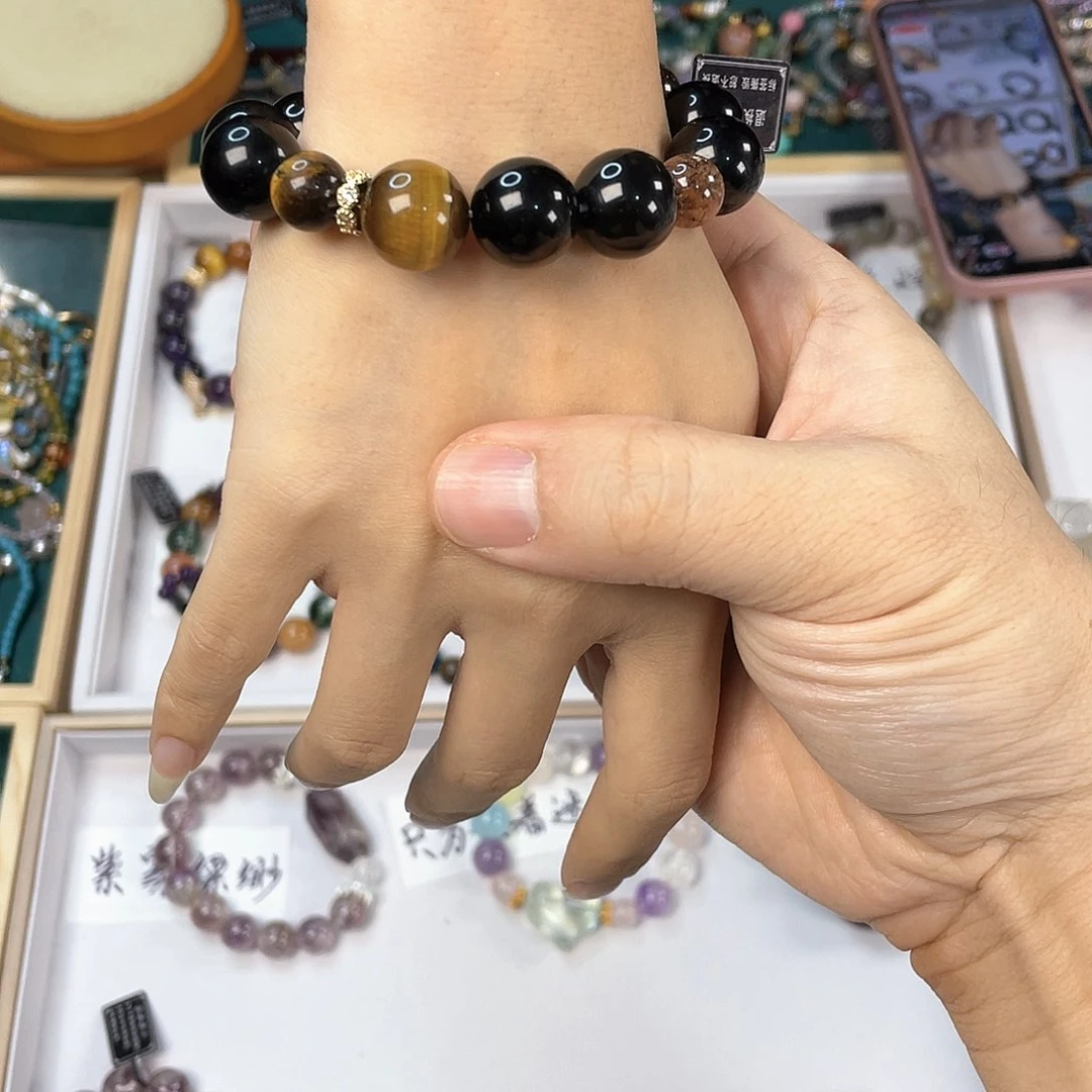 水晶手链银S925镀金镶嵌