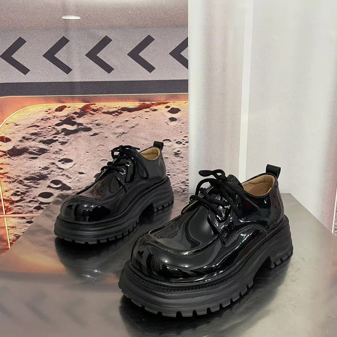 18217-1新款2025厚底乐福鞋学院风小皮鞋圆头百搭单鞋白色