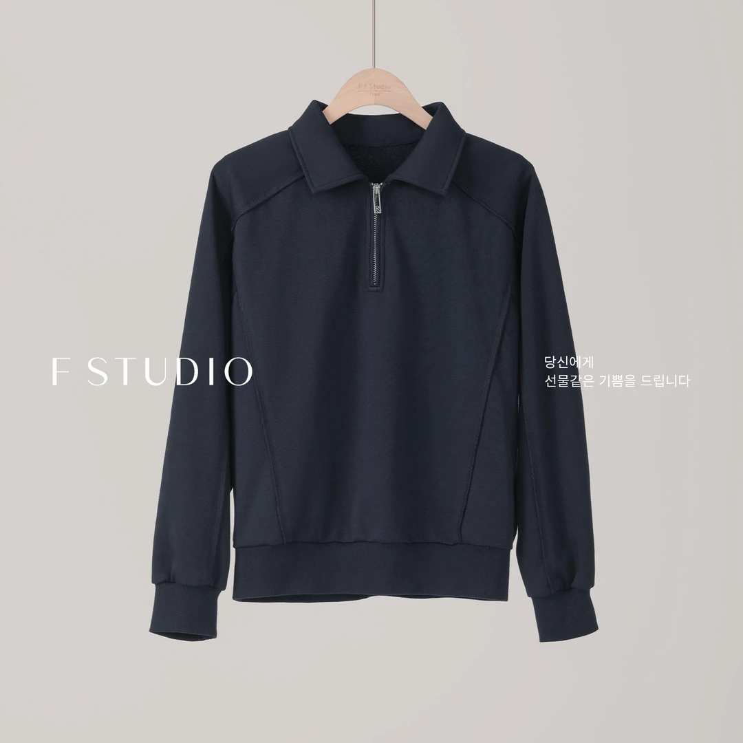 【新品现货】【学院女孩】FS507S029运动气息半拉链款卫衣