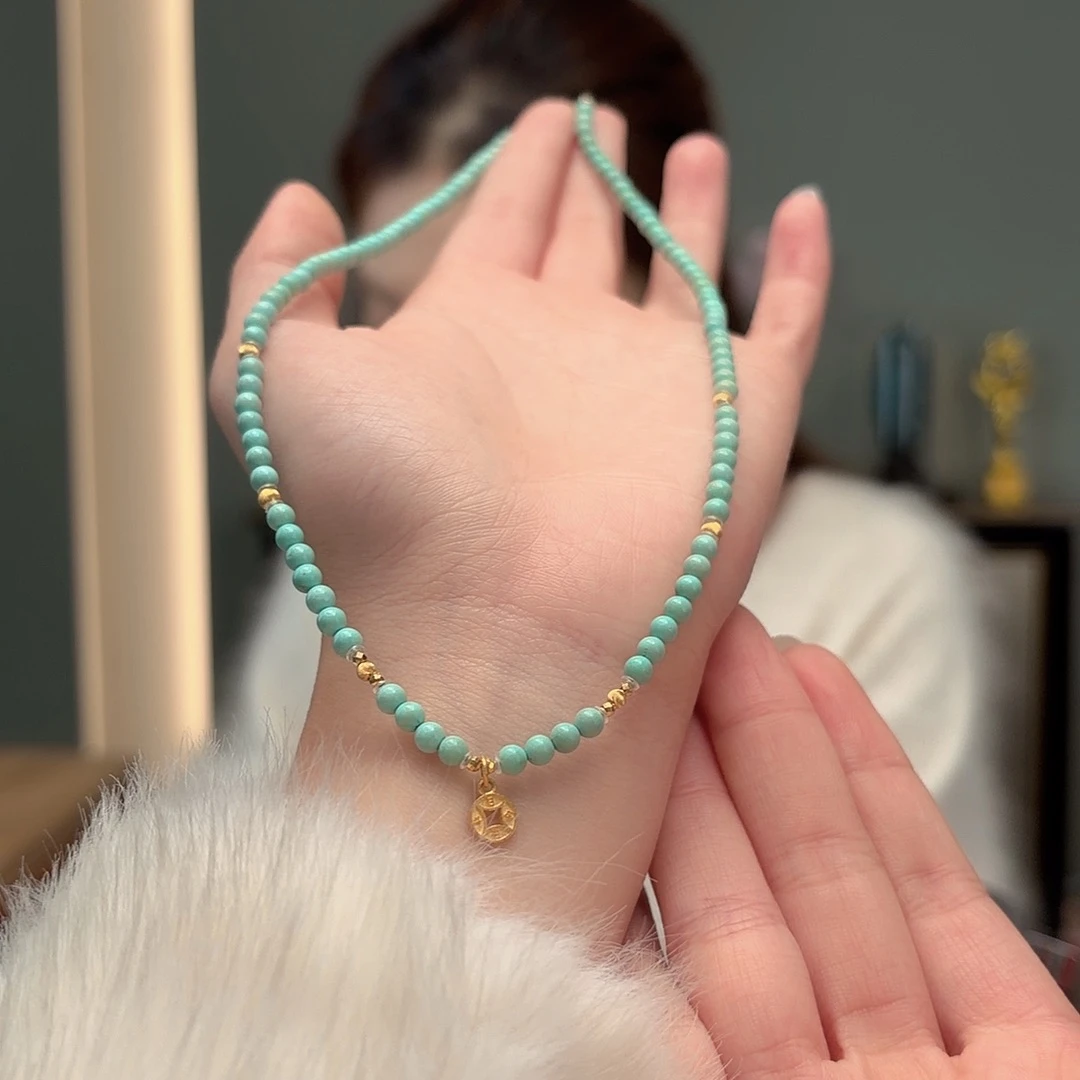 绿松石18K金镶嵌颈饰