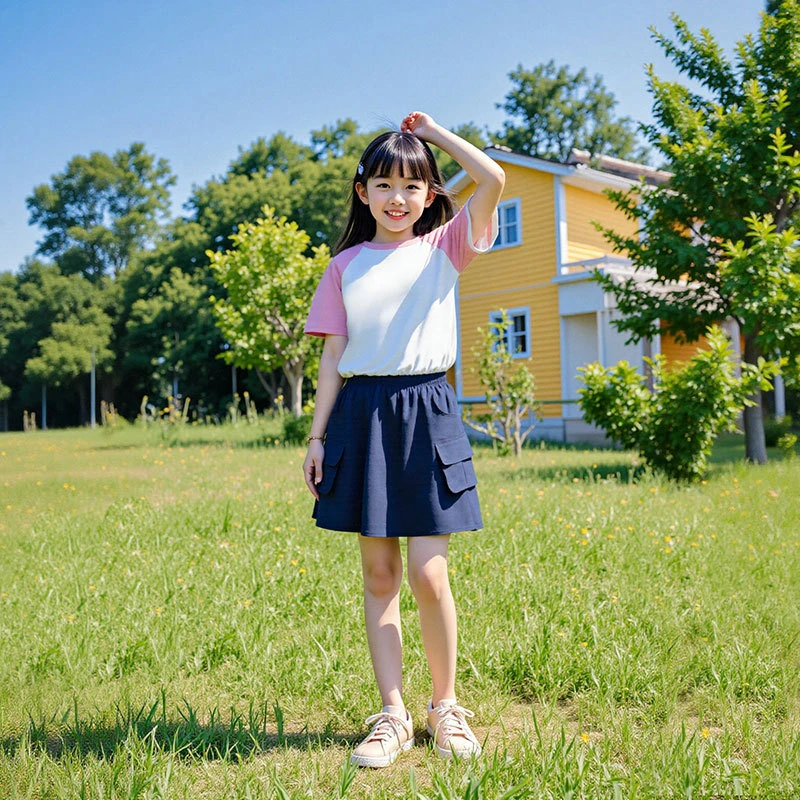 女童工装裙短裙夏季2025新款儿童洋气松紧腰半身裙休闲短裙中大童