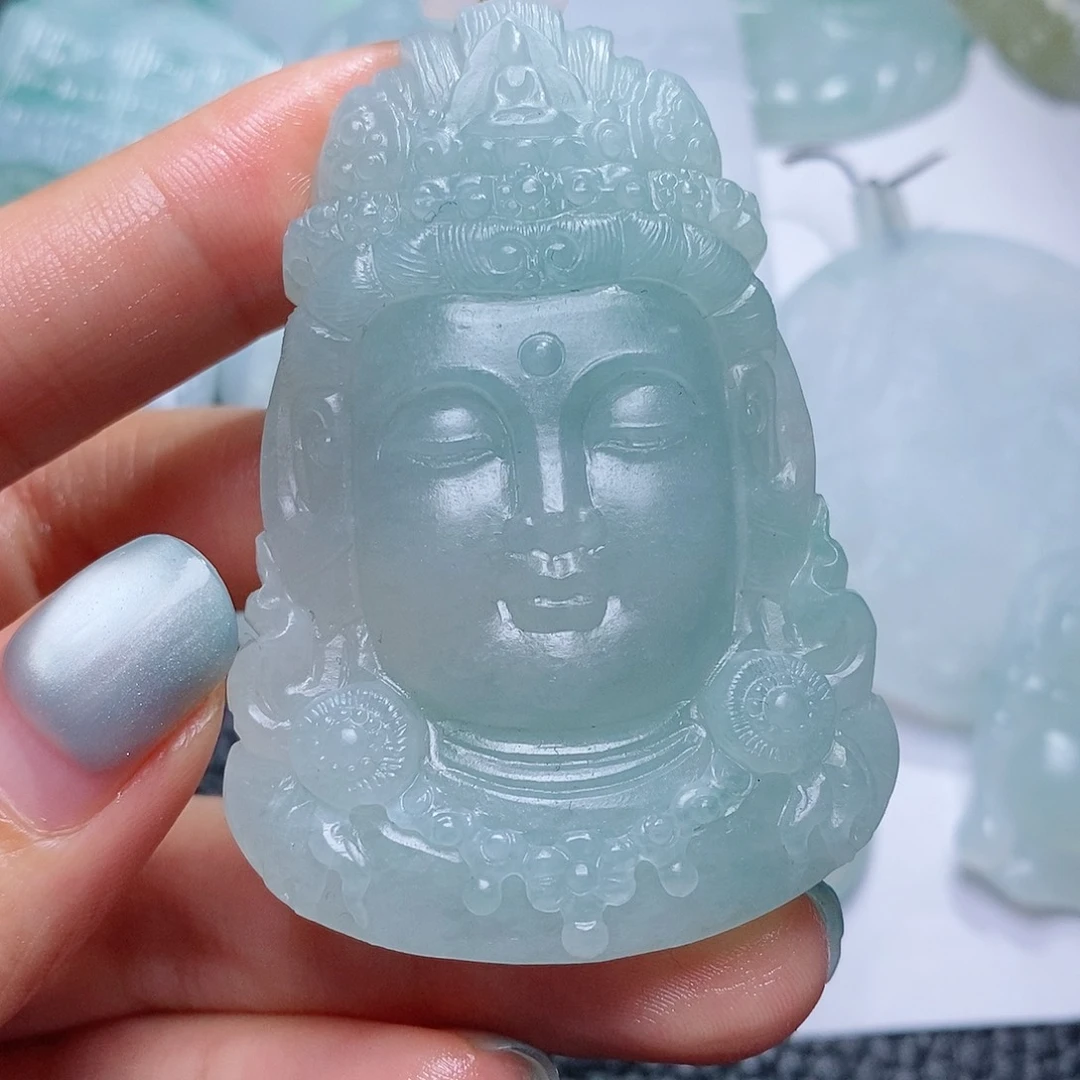 定制翡翠未镶嵌毛货付款后确认抛光