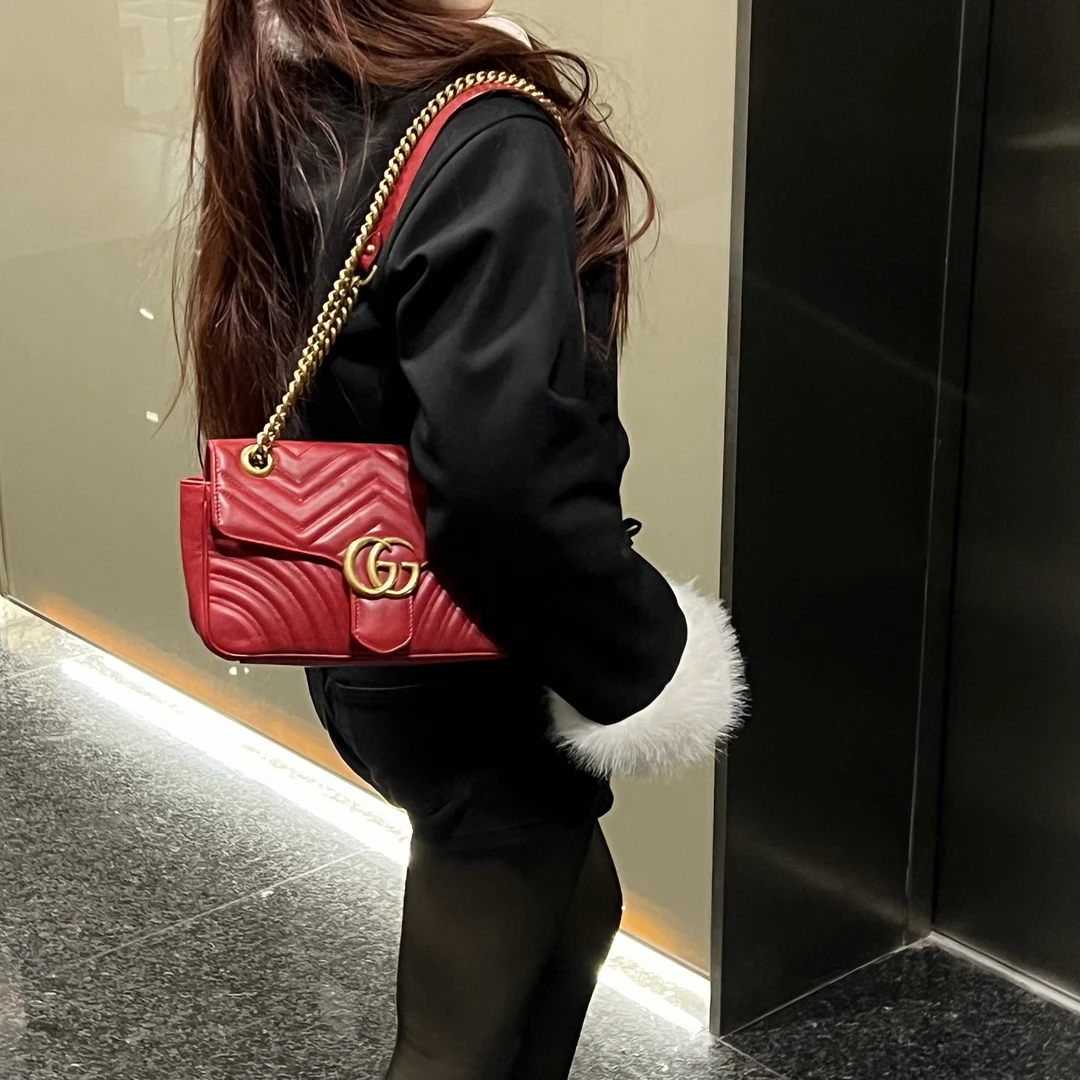 95新 GUCCI/古驰 古驰马蒙26 红金