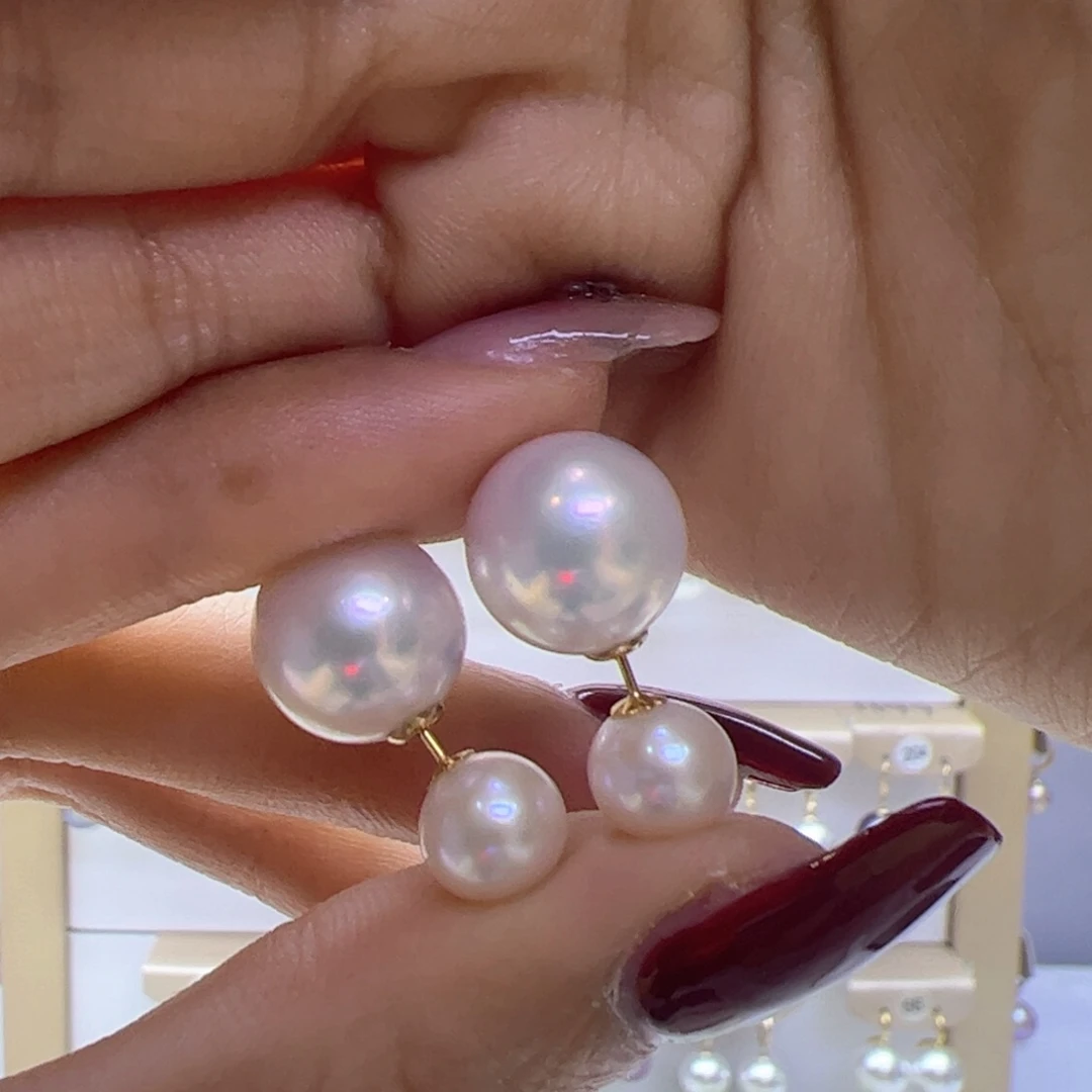 淡水珍珠耳饰18K金镶嵌