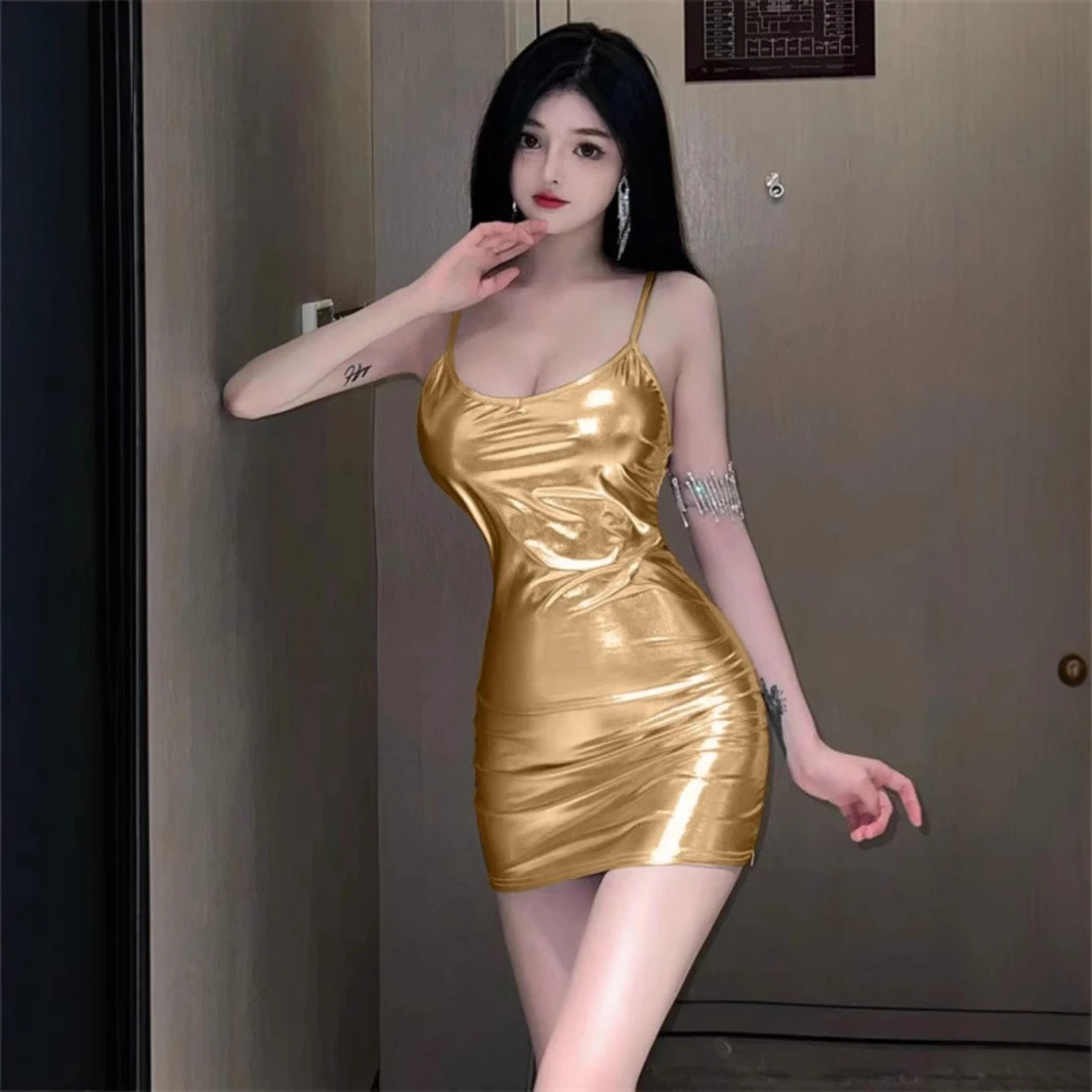 2025新款泰式纯欲风挂脖大露背超短包臀裙性感低胸紧身吊带连衣裙