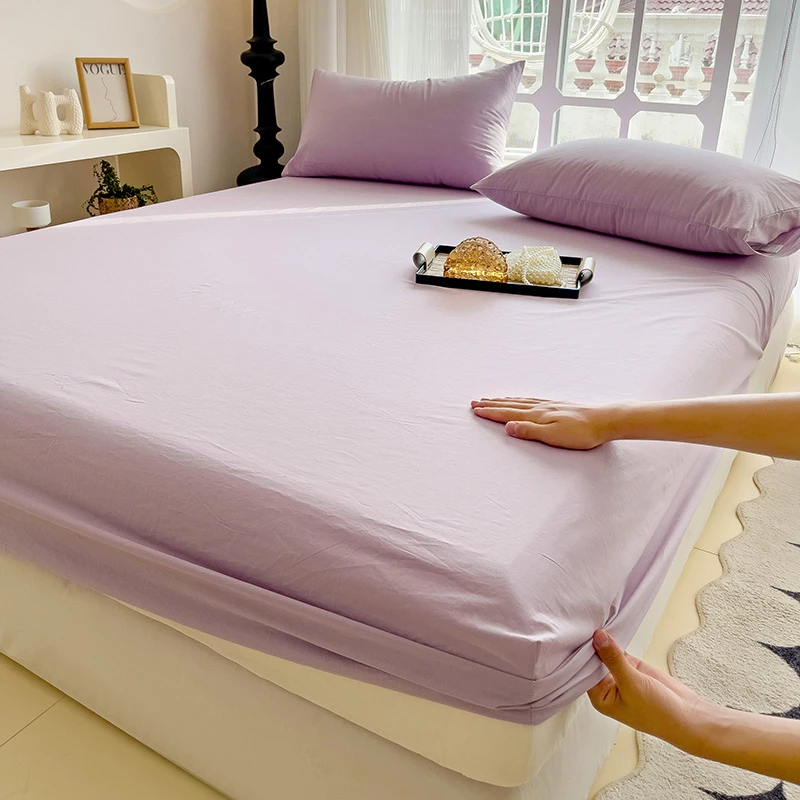 100%全棉床笠简约宿舍水洗全棉床笠单层纯色床笠床垫保护套床罩