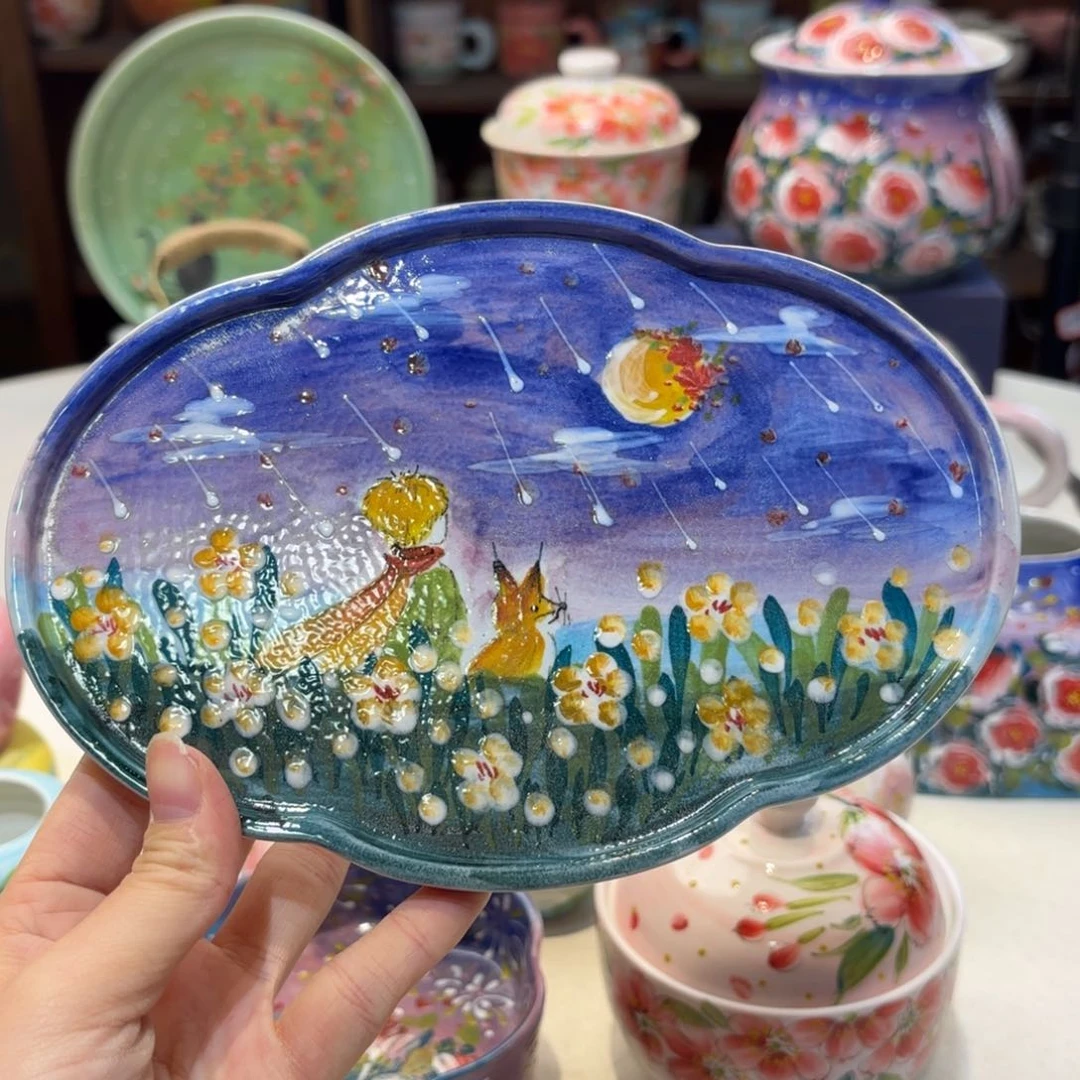 景德镇手绘高温釉下彩陶瓷茶具