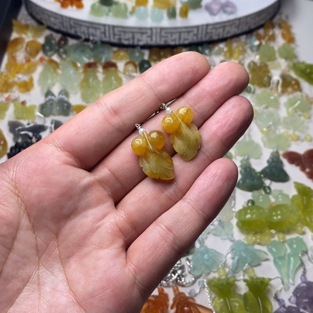 蛇纹石玉合金耳饰/颈饰