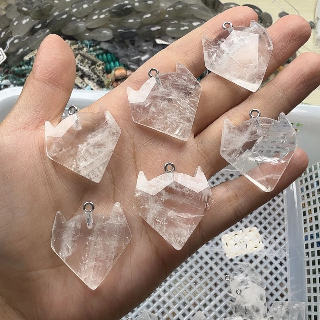 水晶珠宝半成品未镶嵌白水晶狐狸配件一颗