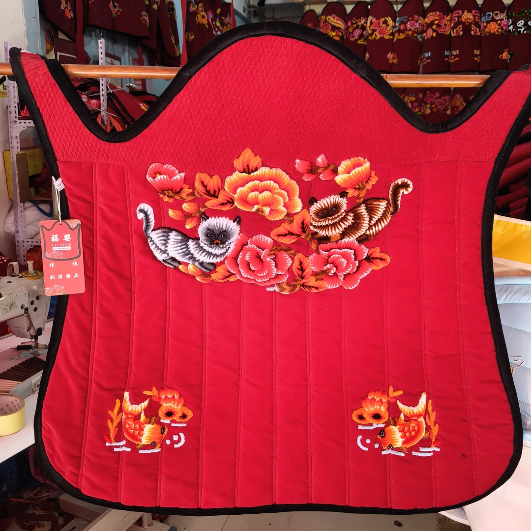 传统手工刺绣牡丹梅花图案婴儿护头颈背带