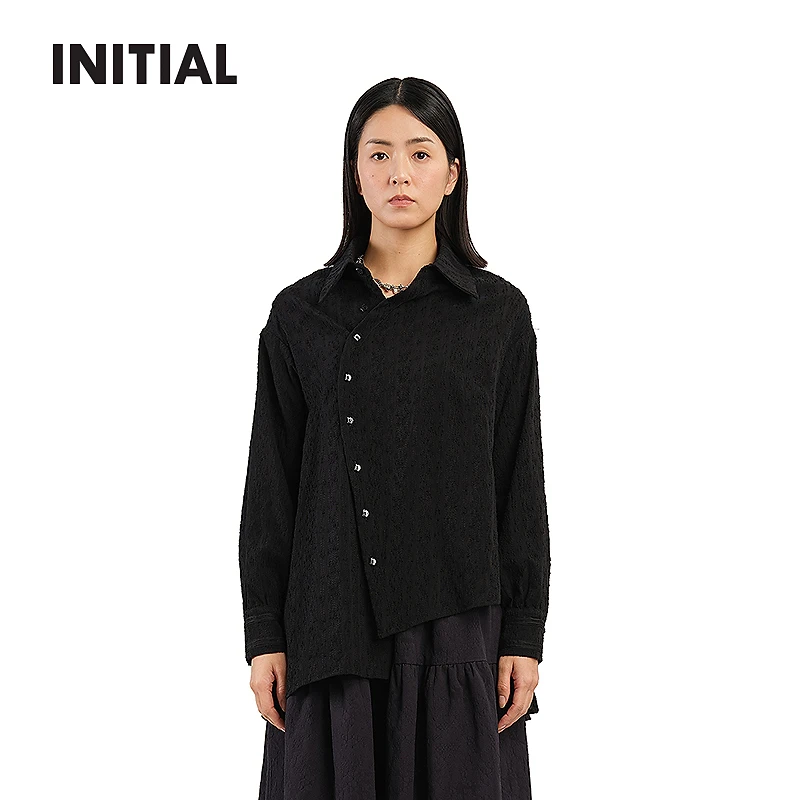 【商场同款新品】INITIAL25春季新款不对称纯色衬衫女25SITFMCVV521