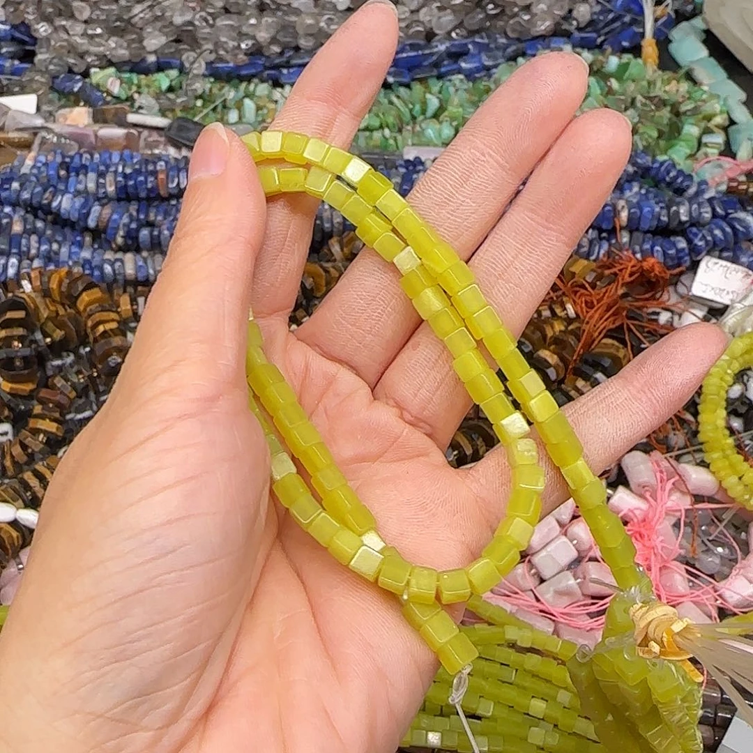 玛瑙/玉髓合金珠宝半成品岫玉4mm一条方糖