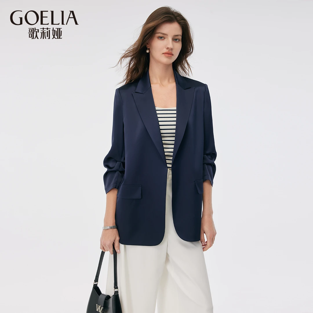歌莉娅新品醋酸七分袖西装女款1C8L6M21B
