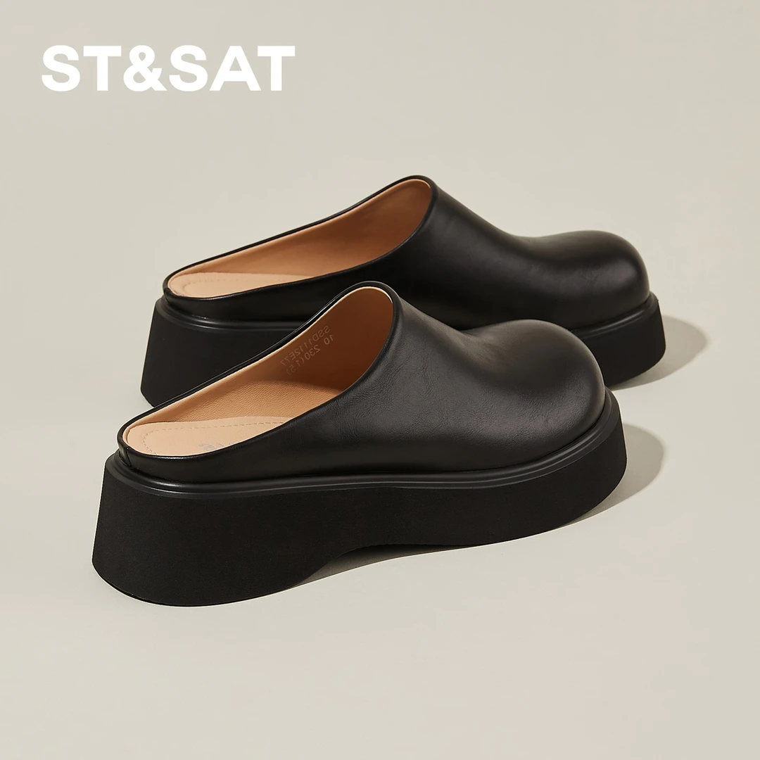 星期六品牌增高半拖勃肯鞋女2025夏季欧若风舒适简约休闲包头拖鞋