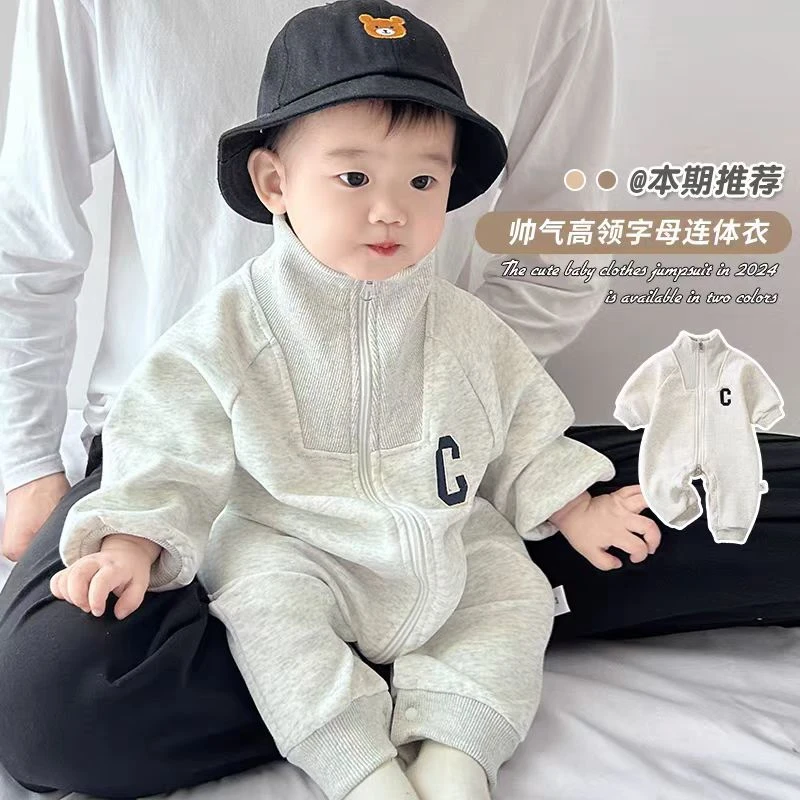 婴儿连体衣春秋韩版宝宝衣服洋气春装超萌男婴外套婴童卫衣外出服