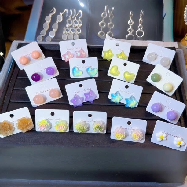 铜合金树脂耳饰 2 A2素款耳环 简约百搭 直播间选款 一单一付