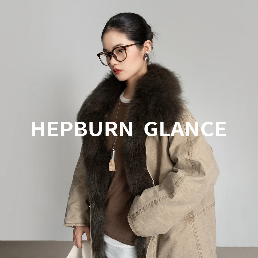 HG/酷飒工装_超大狐狸毛领挂面90白鹅绒羽绒服女中长款派克服外套