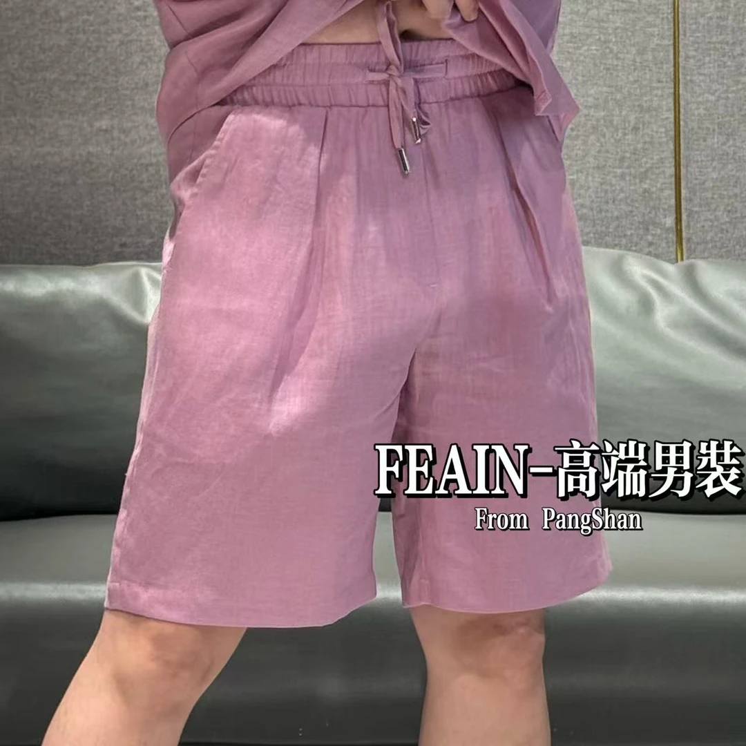 【100%亚麻】高端定制进口亚麻糖果色短裤7773