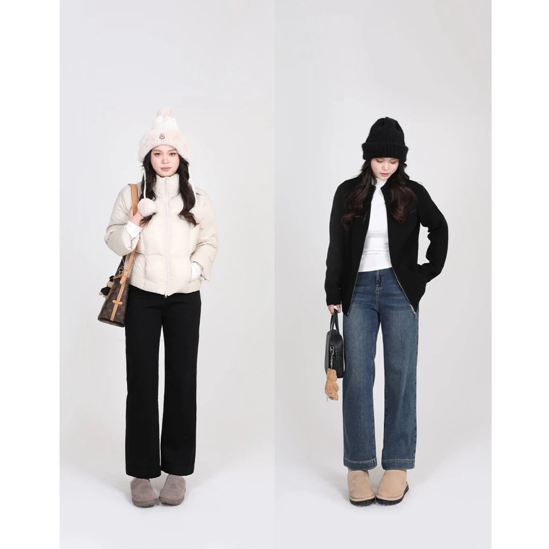 一口苏达冬季法棍 2024冬季款百搭显腿直腿显瘦细磨毛牛仔裤