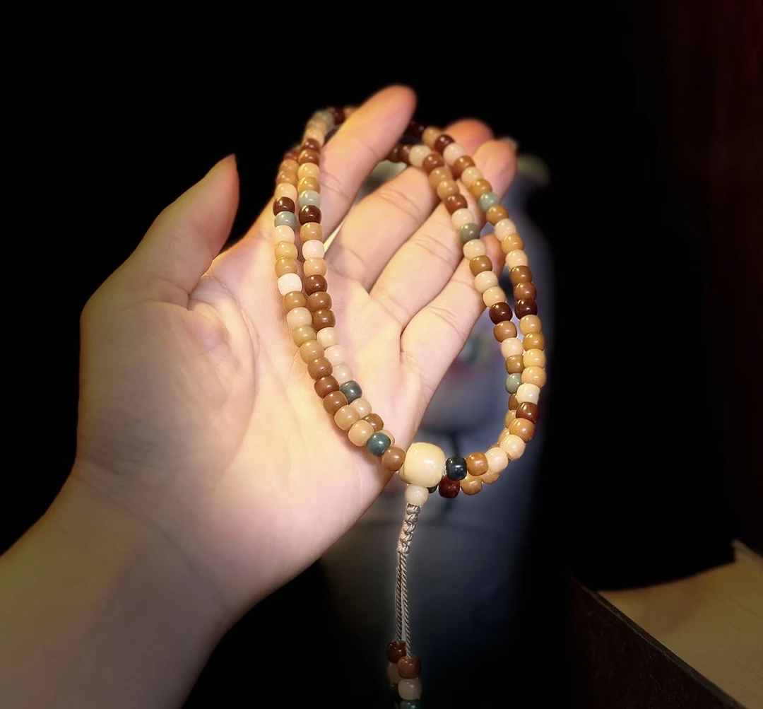 原生态多宝菩提根迷你珠5*6mm108颗三圈手编绳男女款