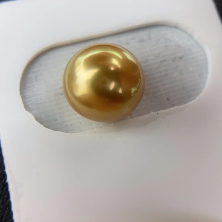 未镶嵌海水珍珠裸珠10.8mm浓金金绿色小极光