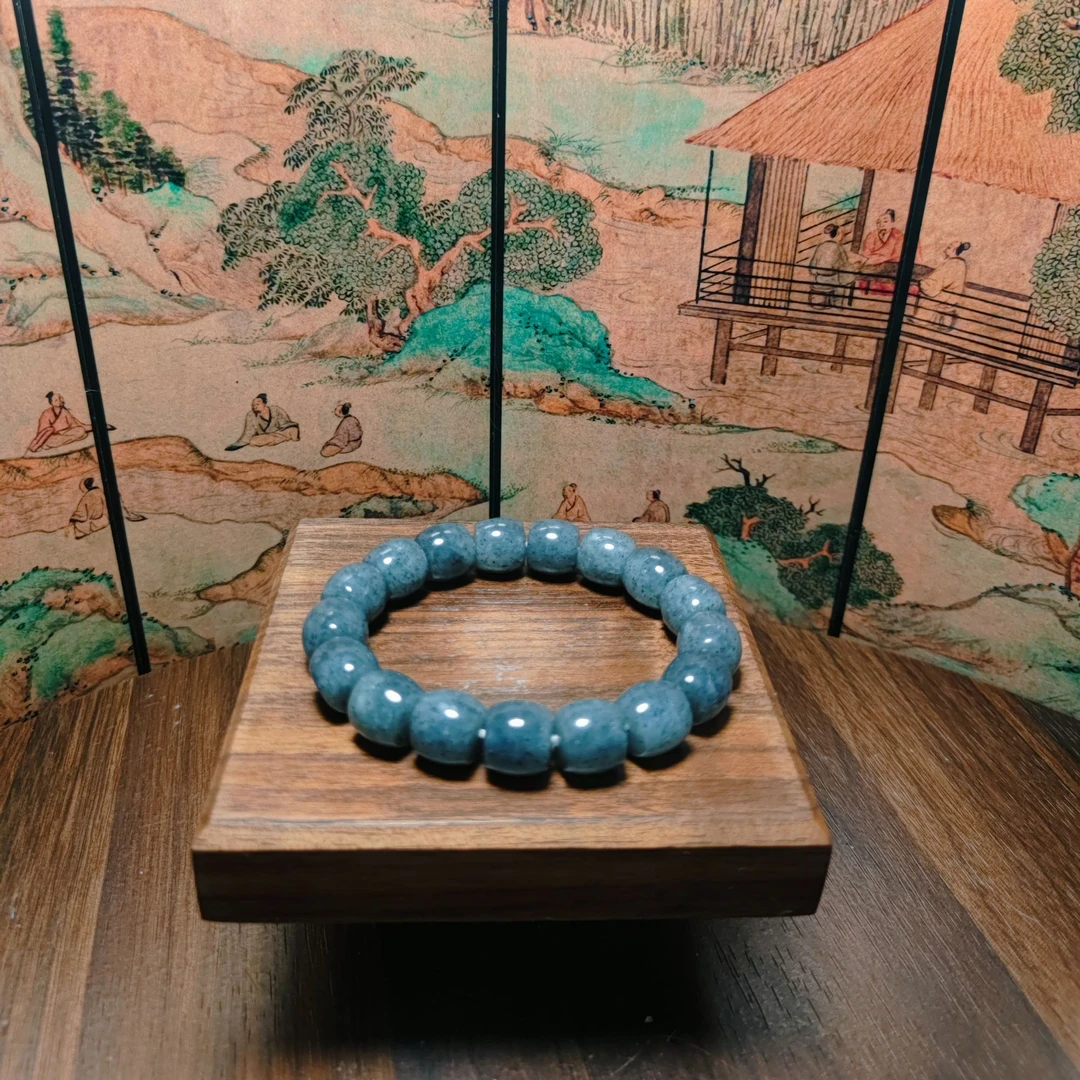 Z和田玉青花桶珠手串（卡12）0726