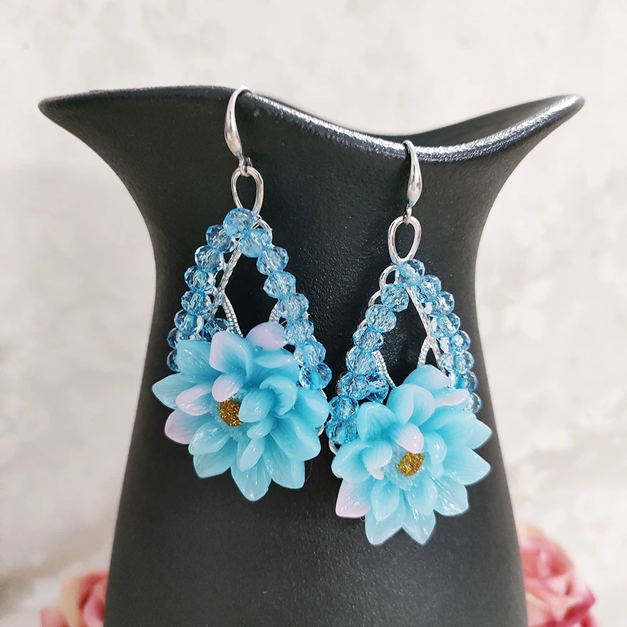 铜合金耳饰 波西米亚纯手工夸张大花卉耳坠1600