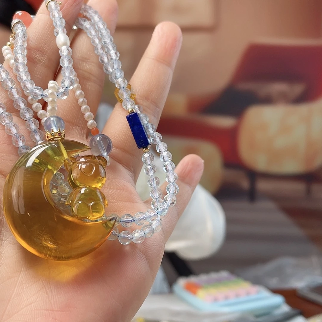 裸石蜜蜡未镶嵌蓝珀吊坠