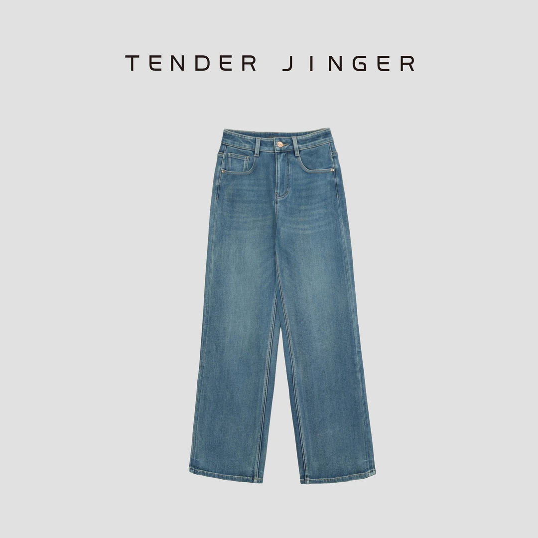 Tender Jinger【黑标】四面弹复古蓝直筒牛仔裤T51RM123R