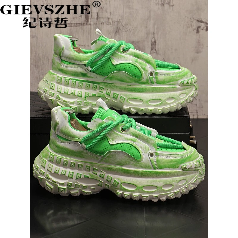 纪诗哲老爹鞋男夏季轮胎底增高运动鞋复青少年夏季透气网面老爹鞋